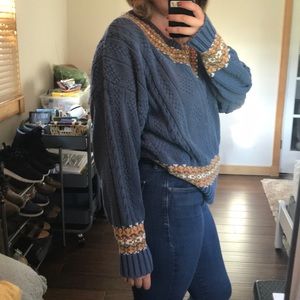 Blue & Yellow Chunky Knit Sweater